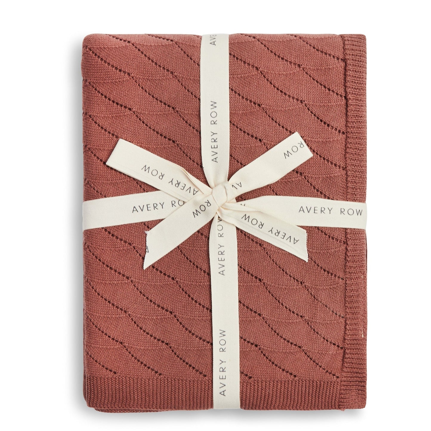 Avery Row Wave Knit Blanket - Tawny Pink