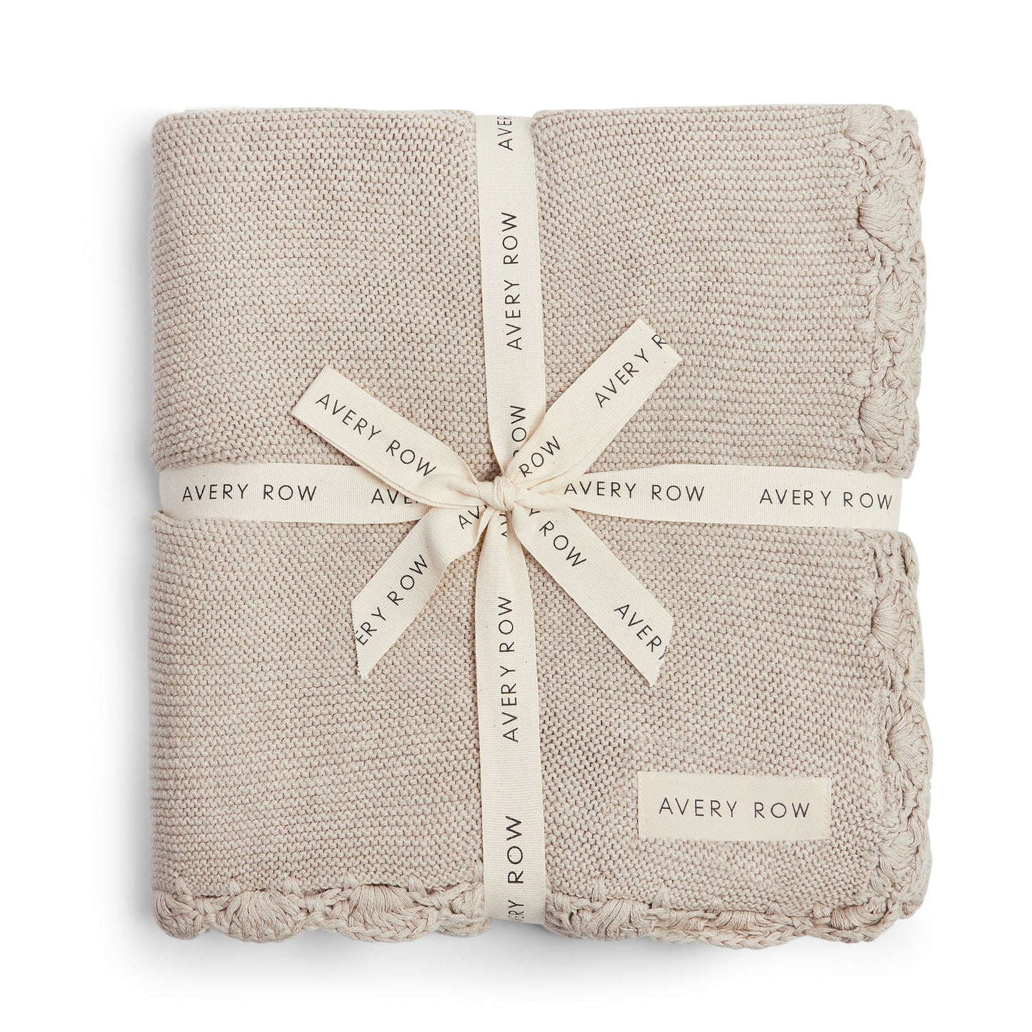 Avery Row Scallop Knit Blanket - Stone