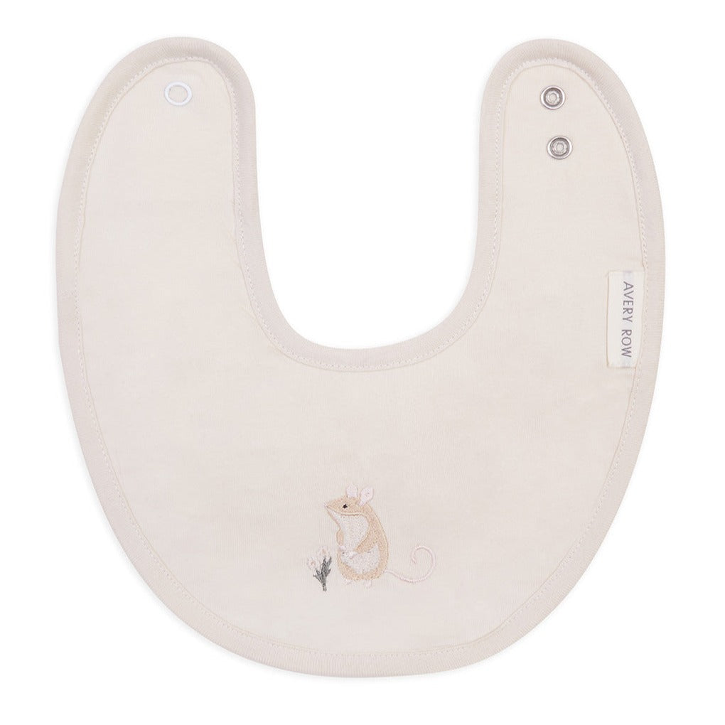 Avery Row Embroidered Cotton Bib - Mouse