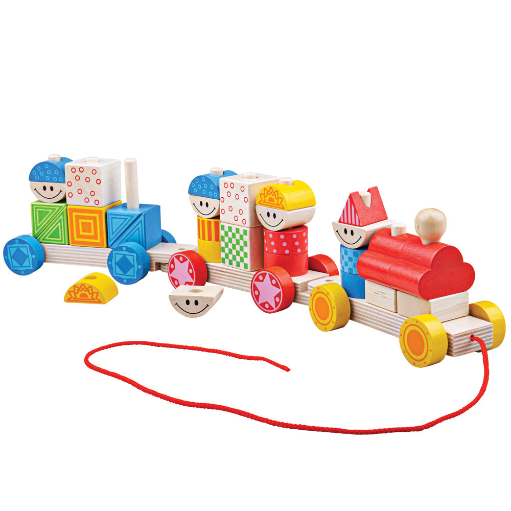 Bigjigs Wooden Build Up Pull-Along Train
