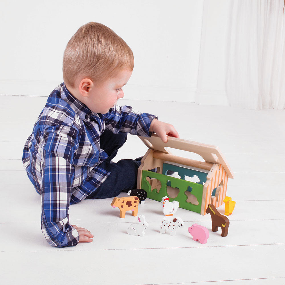 Bigjigs Wooden Farmhouse Shape Sorter Toy