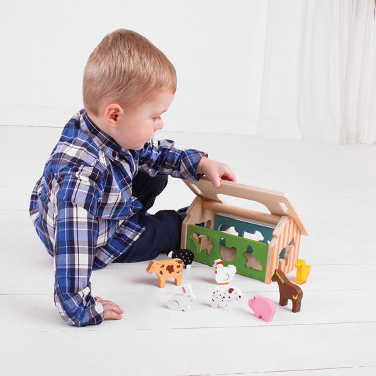 Bigjigs Wooden Farmhouse Shape Sorter Toy