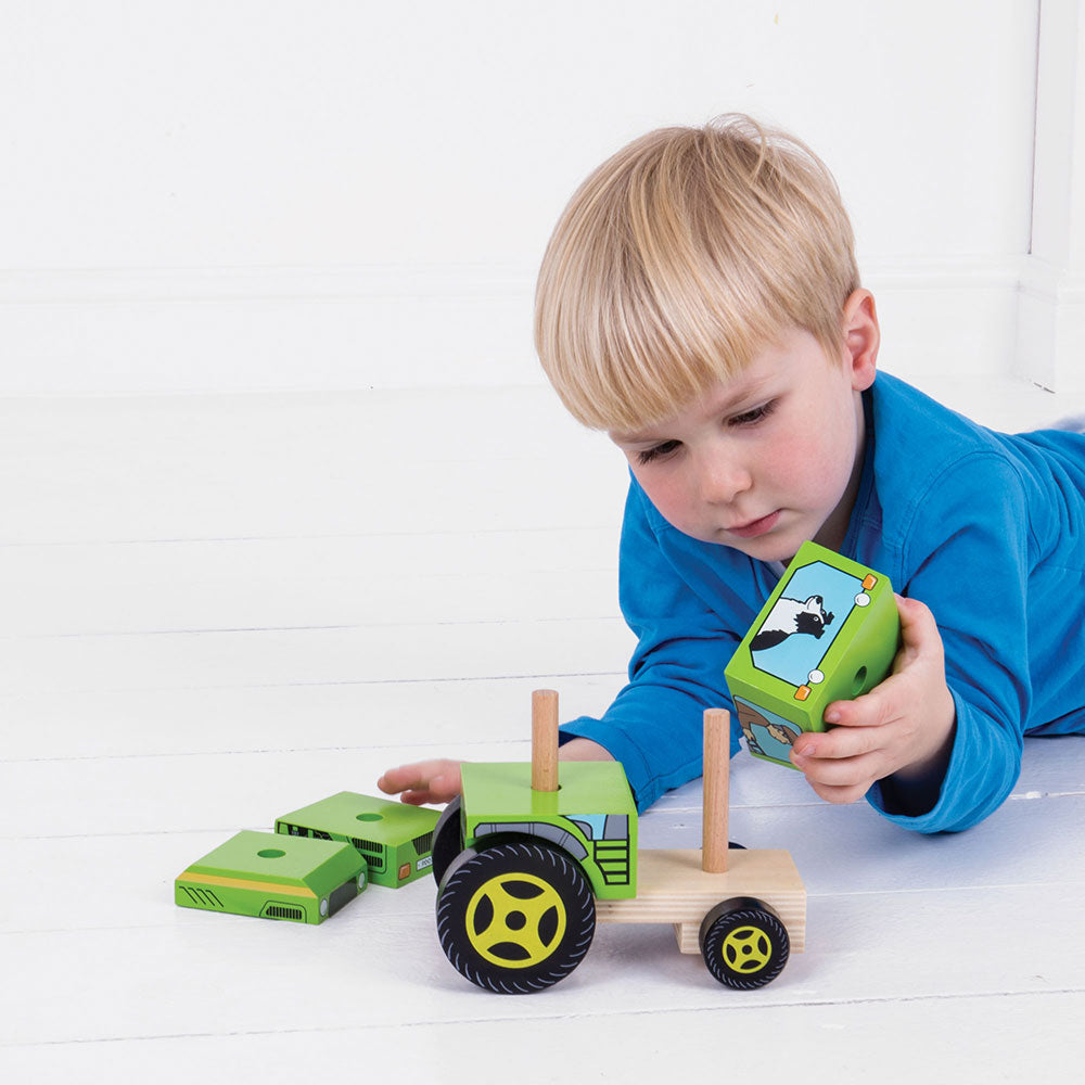 Bigjigs Wooden Stacking Tractor Toy