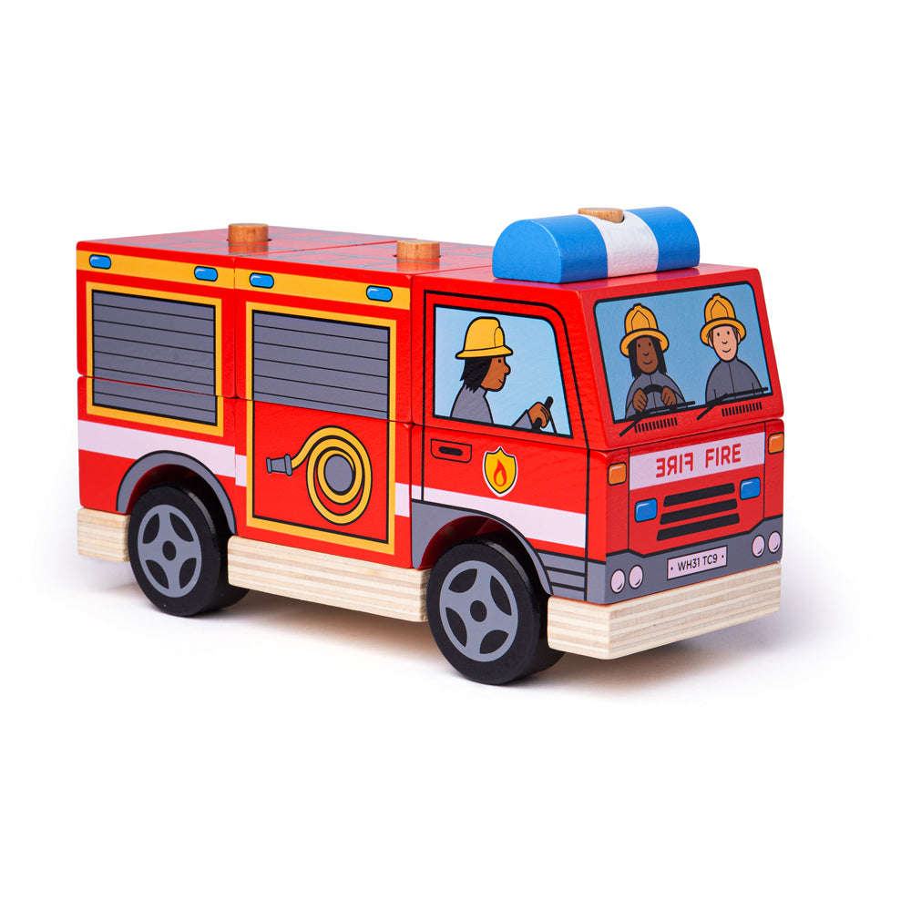Bigjigs Wooden Stacking Fire Engine