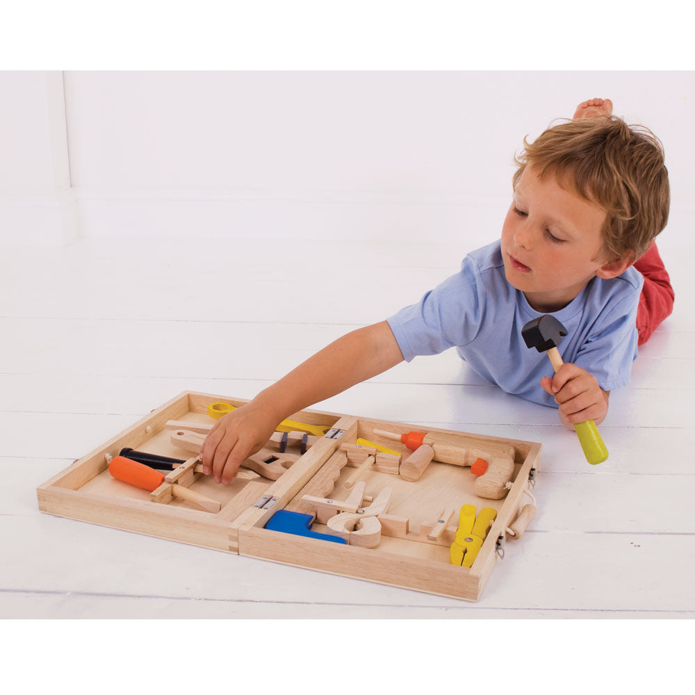 Bigjigs Wooden Carpenters Toy Tool Box
