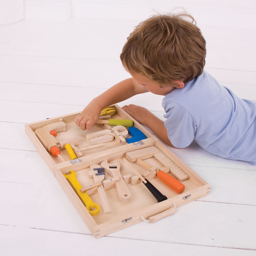Bigjigs Wooden Carpenters Toy Tool Box