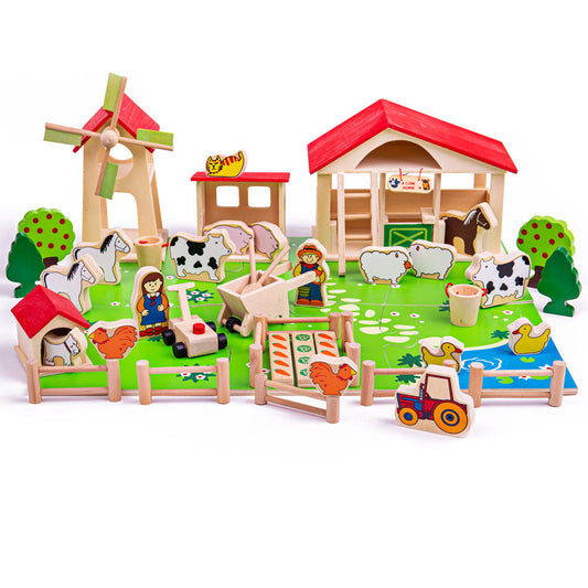 Bigjigs Wooden Play Farm Set