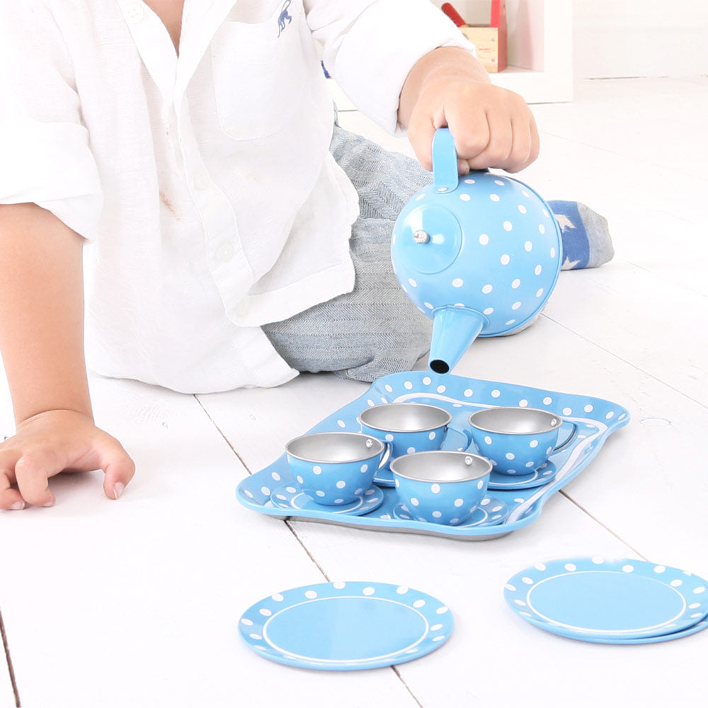 Bigjigs Blue Polka Dot Tea Set
