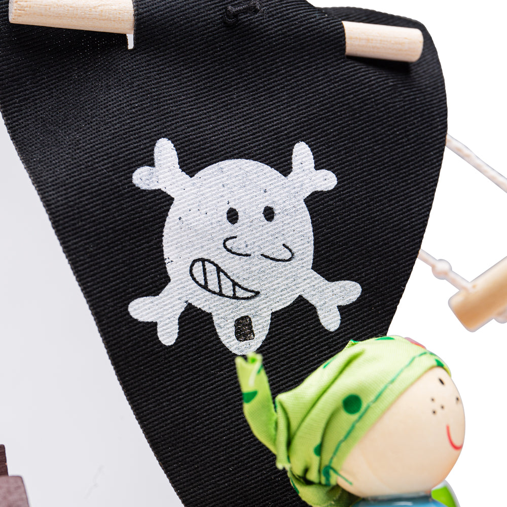 Bigjigs Mini Wooden Pirate Ship Playset