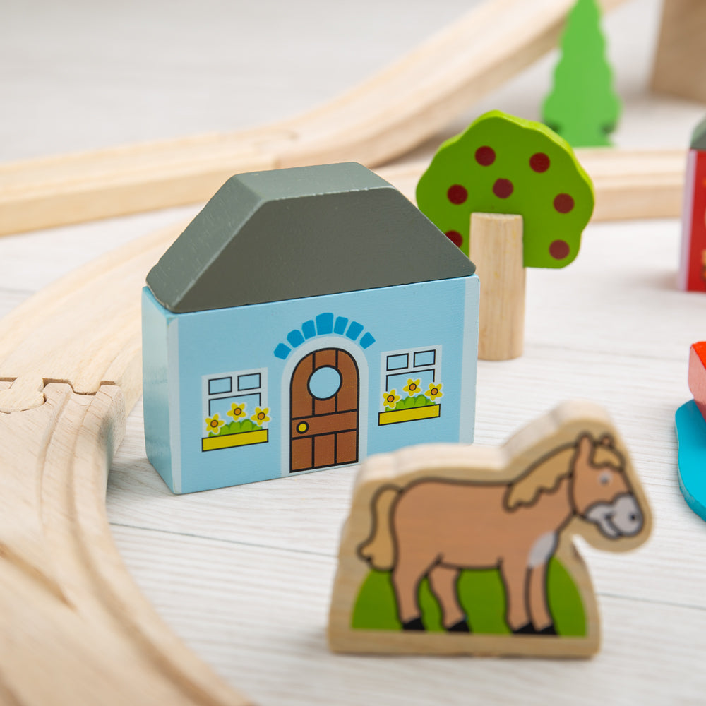 Bigjigs Rail Wooden Town and Country Train Set