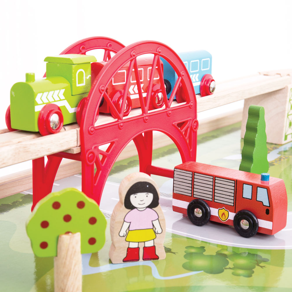Bigjigs Rail Wooden Services Train Set & Table