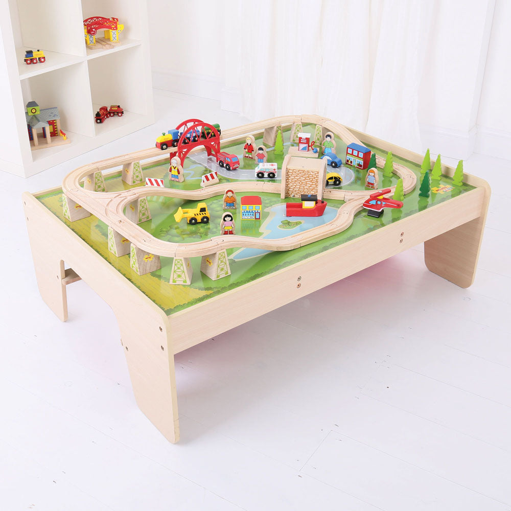 Bigjigs Rail Wooden Services Train Set & Table
