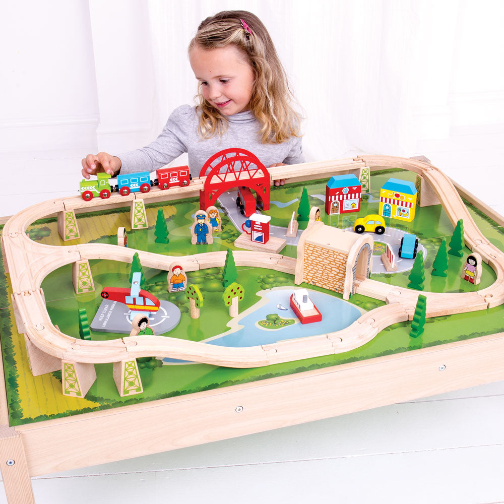 Bigjigs Rail Wooden Services Train Set & Table