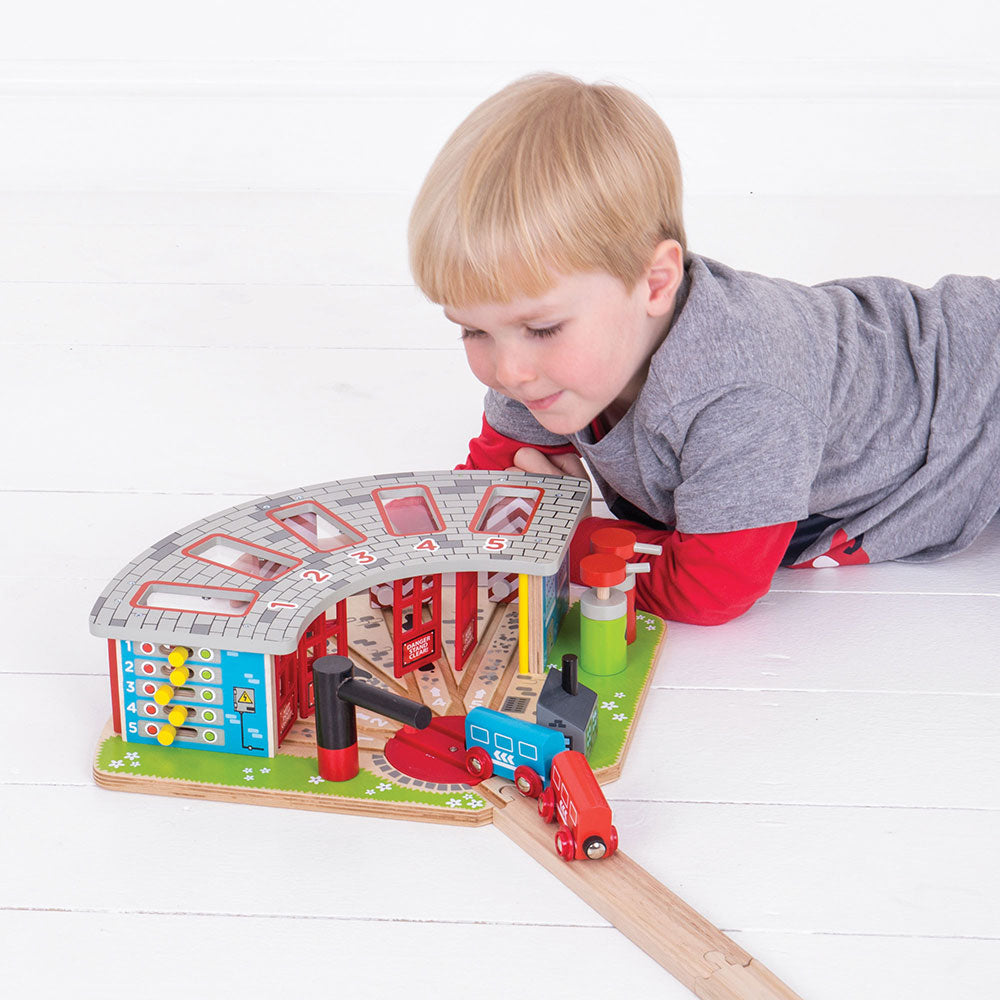 Bigjigs Rail Wooden 5 Way Engine Shed