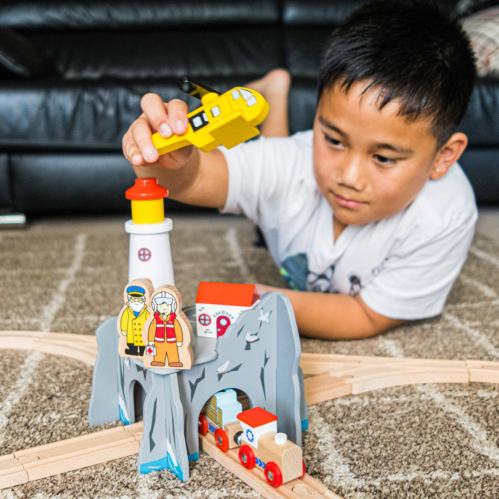 Bigjigs Rail Wooden Lighthouse 4-Way Tunnel