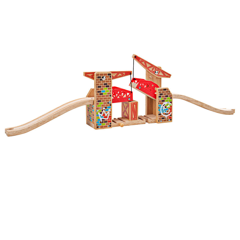 Bigjigs Rail Wooden Double Lifting Graffiti Bridge