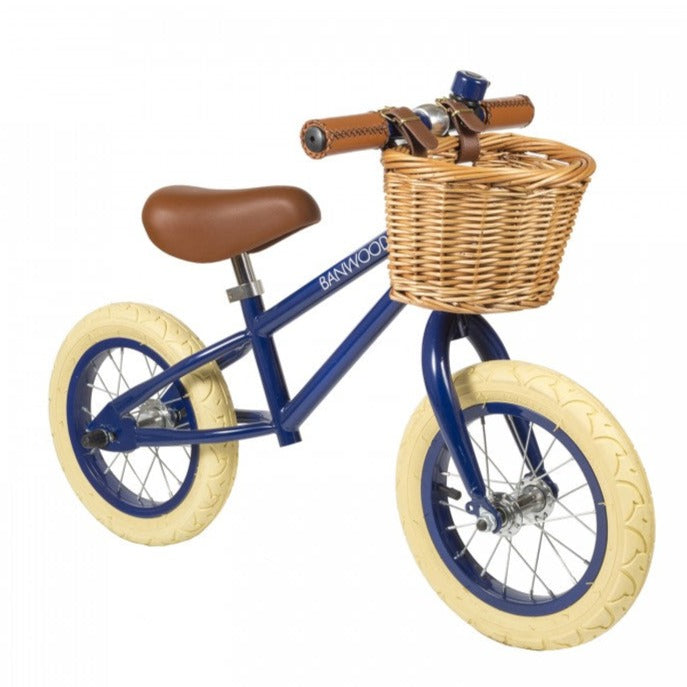 Banwood 'First Go!' Balance Bike & Basket - Navy