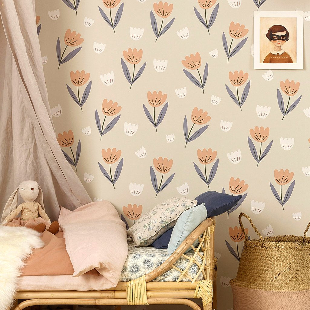 Hibou Home Wallpaper Roll - Fleur - Peach