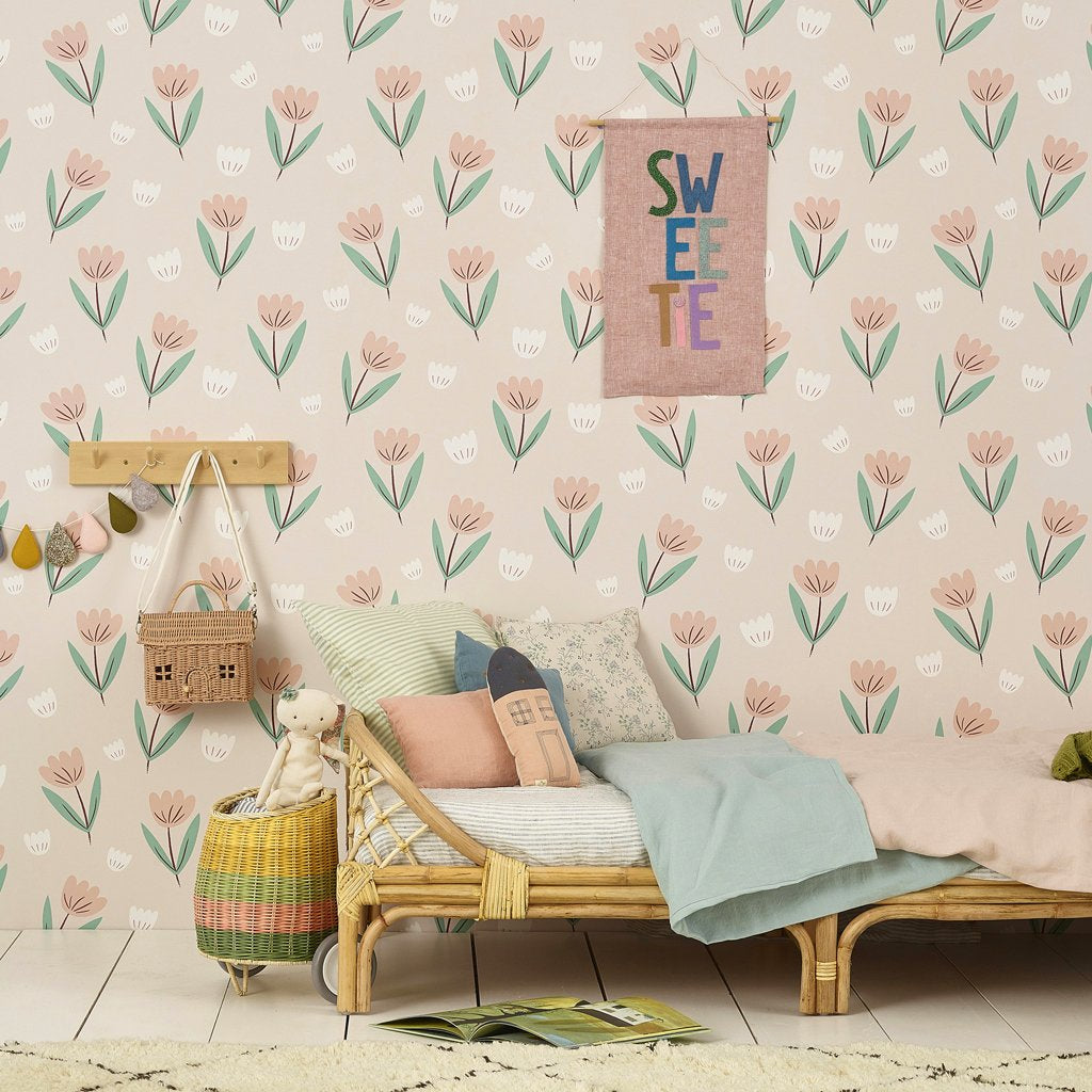 Hibou Home Wallpaper Roll - Fleur - Summer Pink