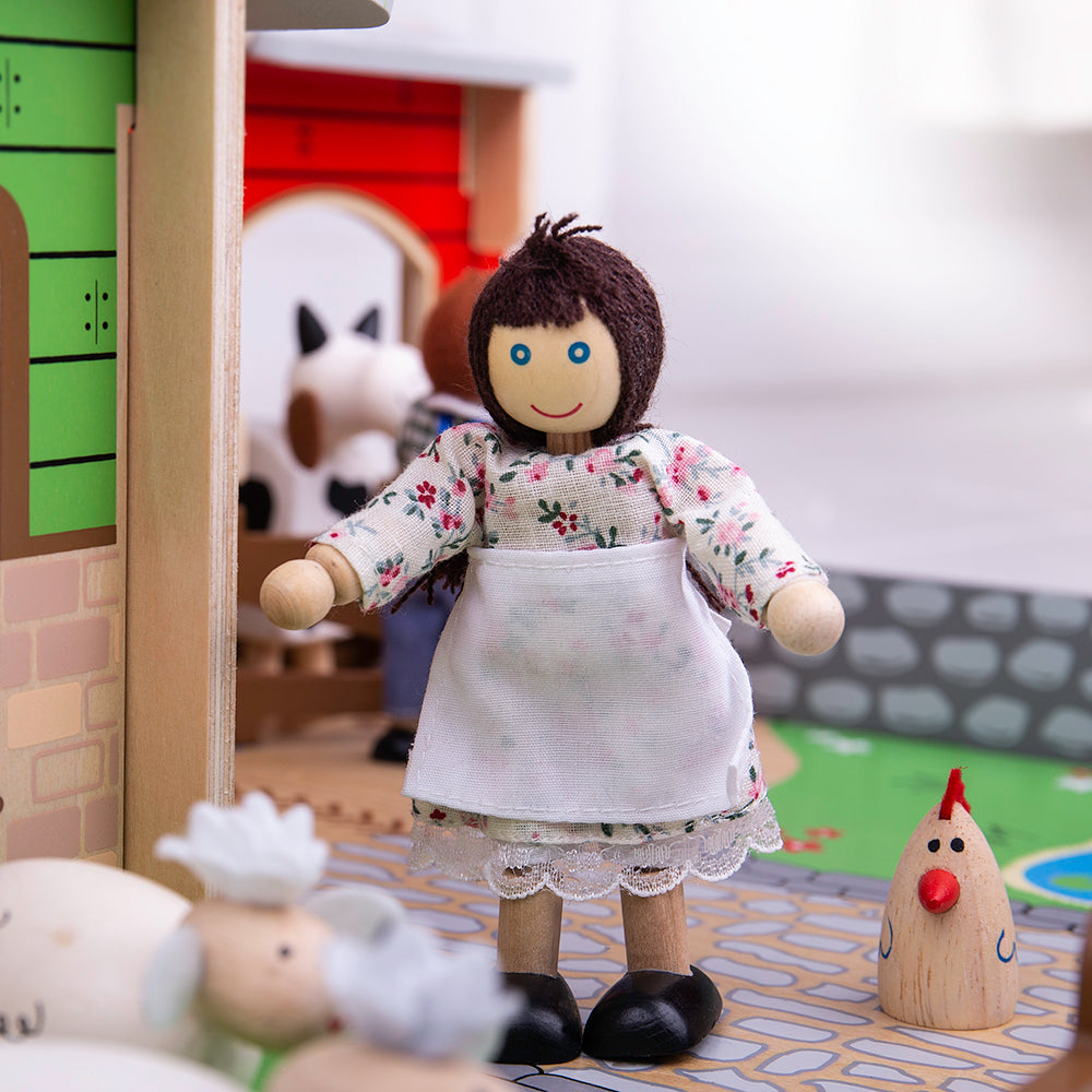 Bigjigs Wooden Cobblestone Farm Toy Playset