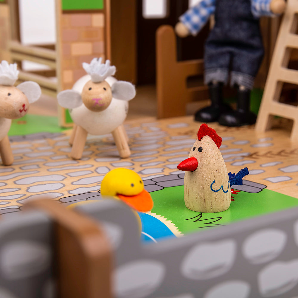 Bigjigs Wooden Cobblestone Farm Toy Playset