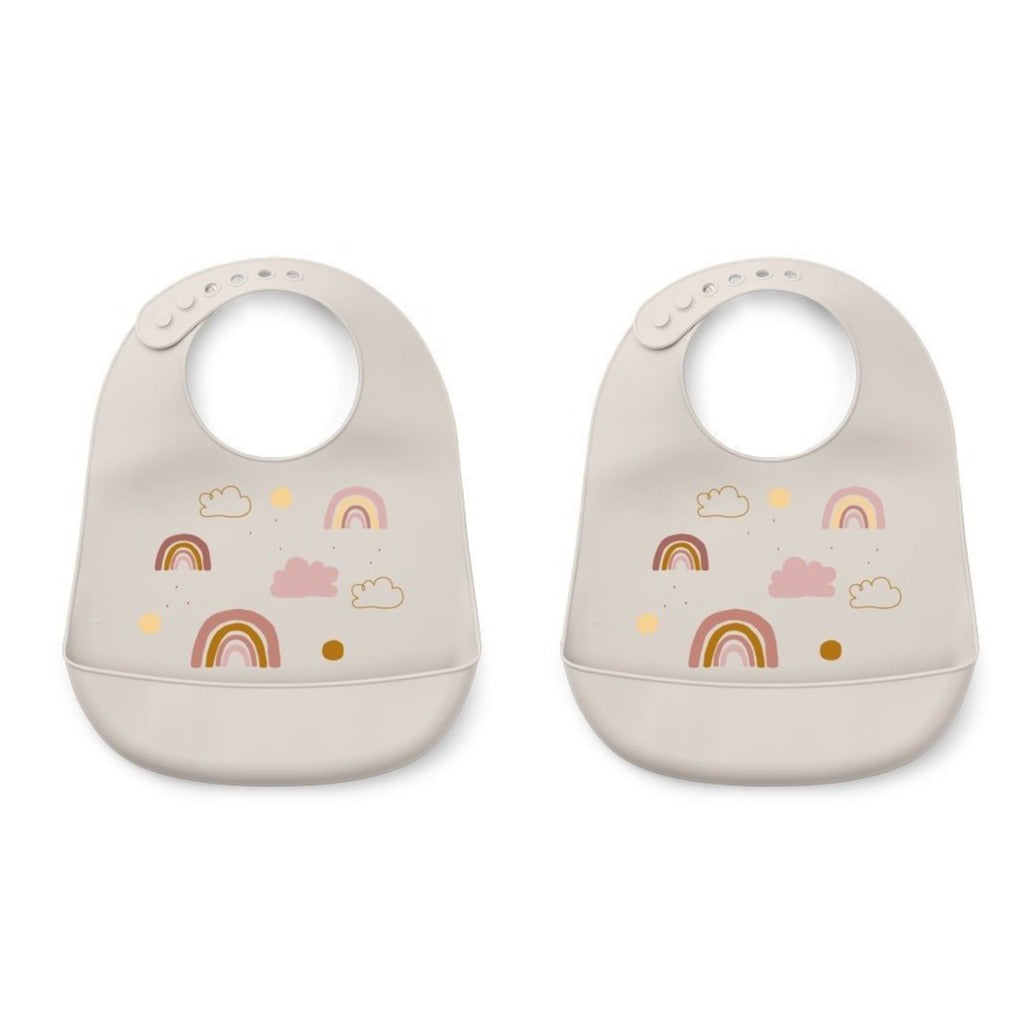 Liewood Tilda Silicone Bib 2-Pack - Rainbow Love Sandy