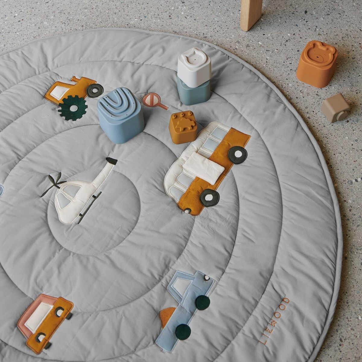 Liewood Gitta Activity Blanket & Playmat - Vehicles/Dove Blue Mix