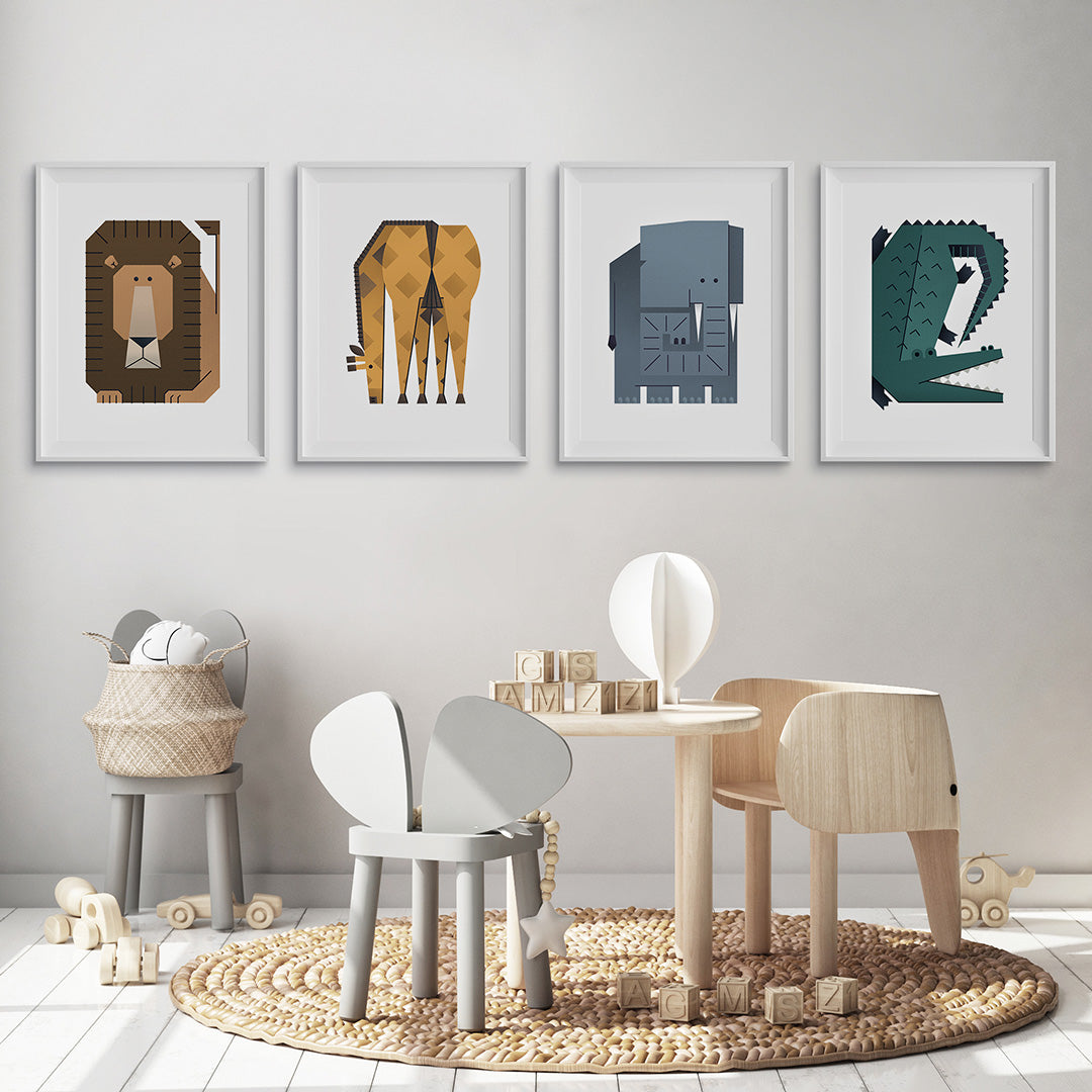 Tigercub Prints Minimal Safari Animals Prints Set of 4