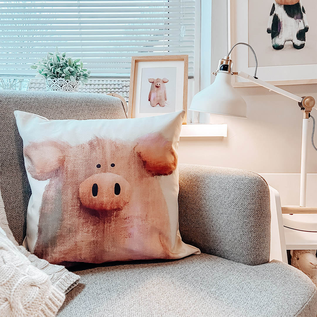 Tigercub Prints Farmyard Pig Nursery Cushion Cover