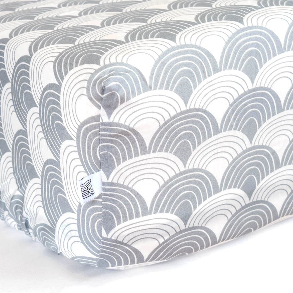 Swedish Linens Fitted Sheets - Rainbows Tranquil Grey (4 Sizes)