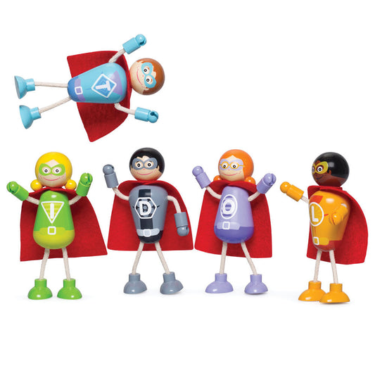 Tidlo Wooden Superhero Figure Pack
