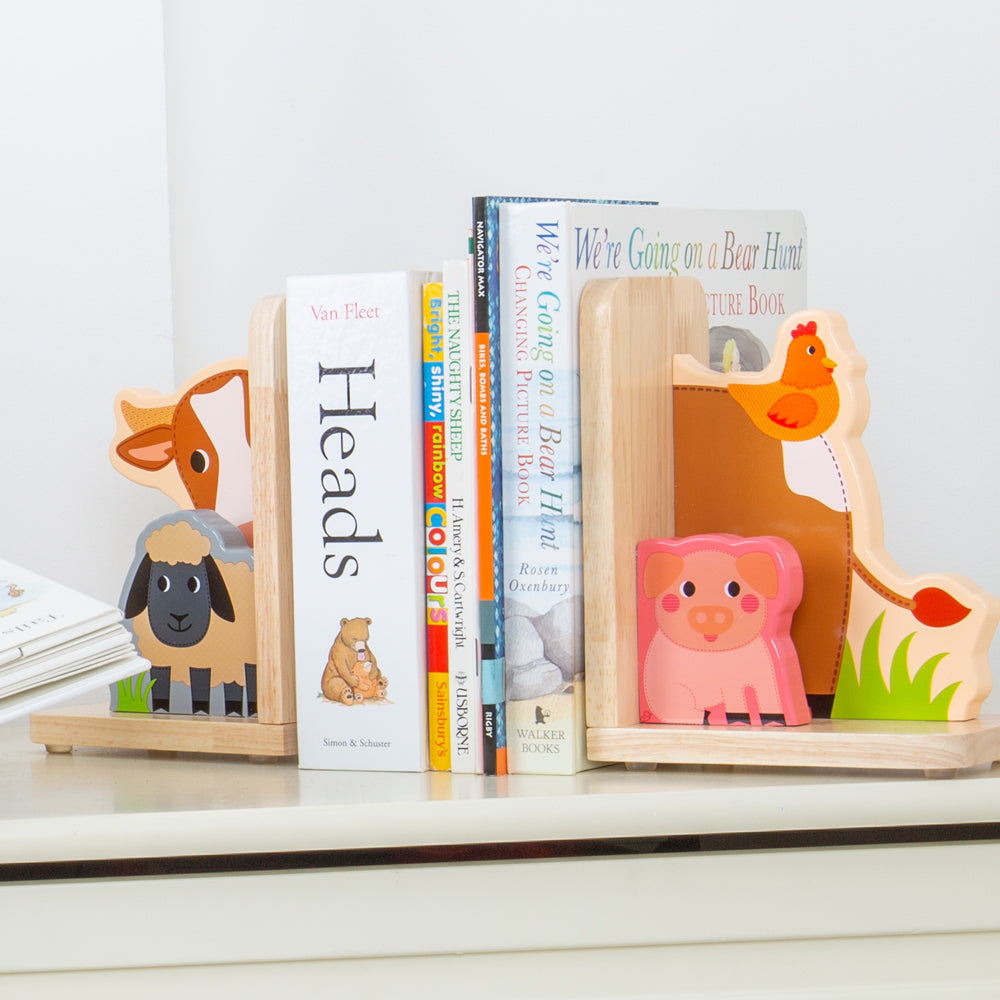 Tidlo Wooden Farm Animal Bookends