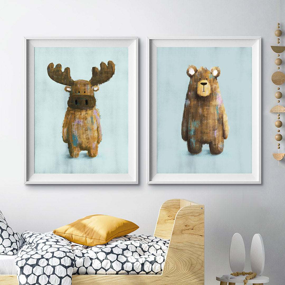 Tigercub Prints Woodland Moose & Bear Nursery Prints Set of 2