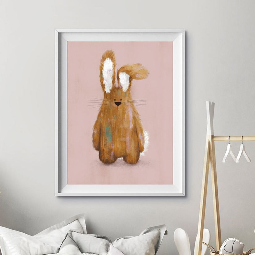Tigercub Prints Pink Woodland Bunny Nursery Print (3 Sizes Available)