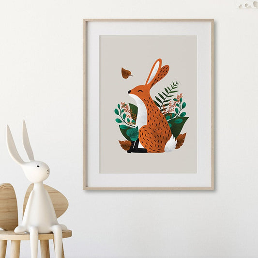 Tigercub Prints Scandi Hare Neutral Nursery Print 