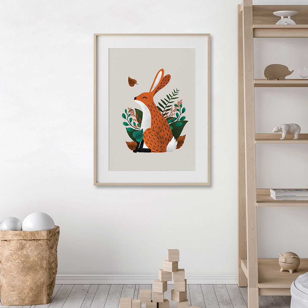 Tigercub Prints Scandi Hare Neutral Nursery Print