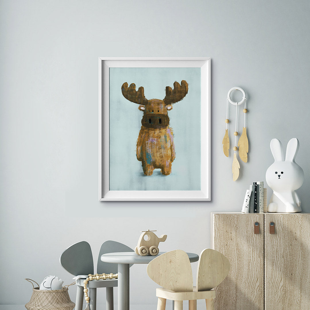 Tigercub Prints Woodland Moose Nursery Print