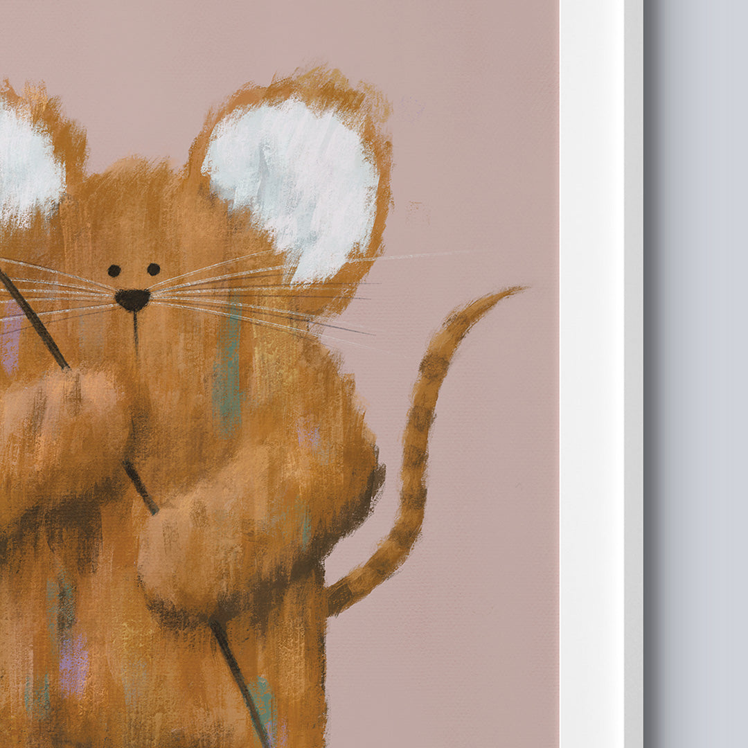 Tigercub Prints Pink Woodland Mouse Nursery Print