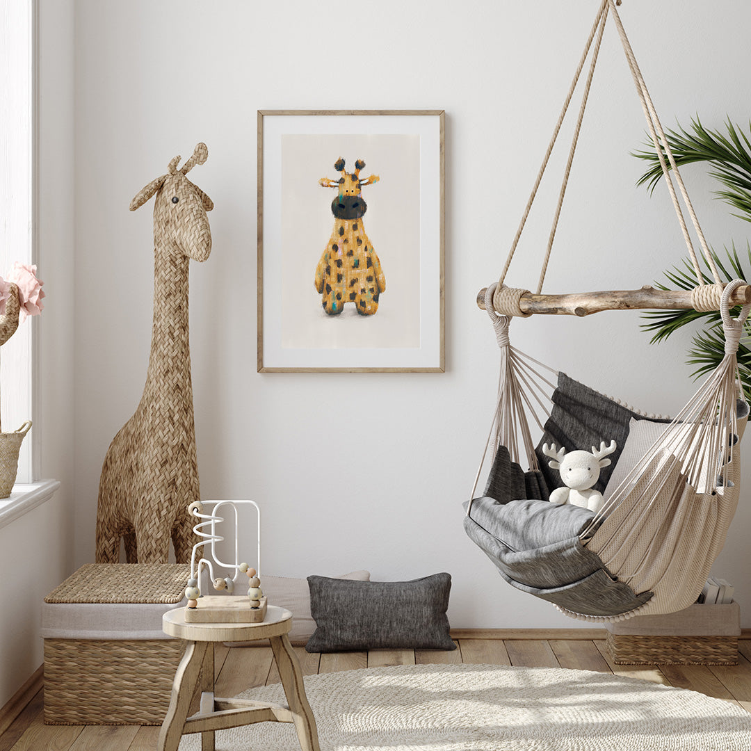 Tigercub Print Neutral Giraffe Safari Nursery Print