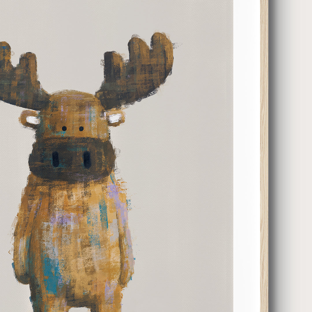 Tigercub Prints Neutral Moose Woodland Nursery Print (3 Sizes Available)
