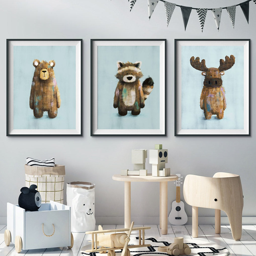 Tigercub Prints Woodland Animals Nursery Prints Set of 3
