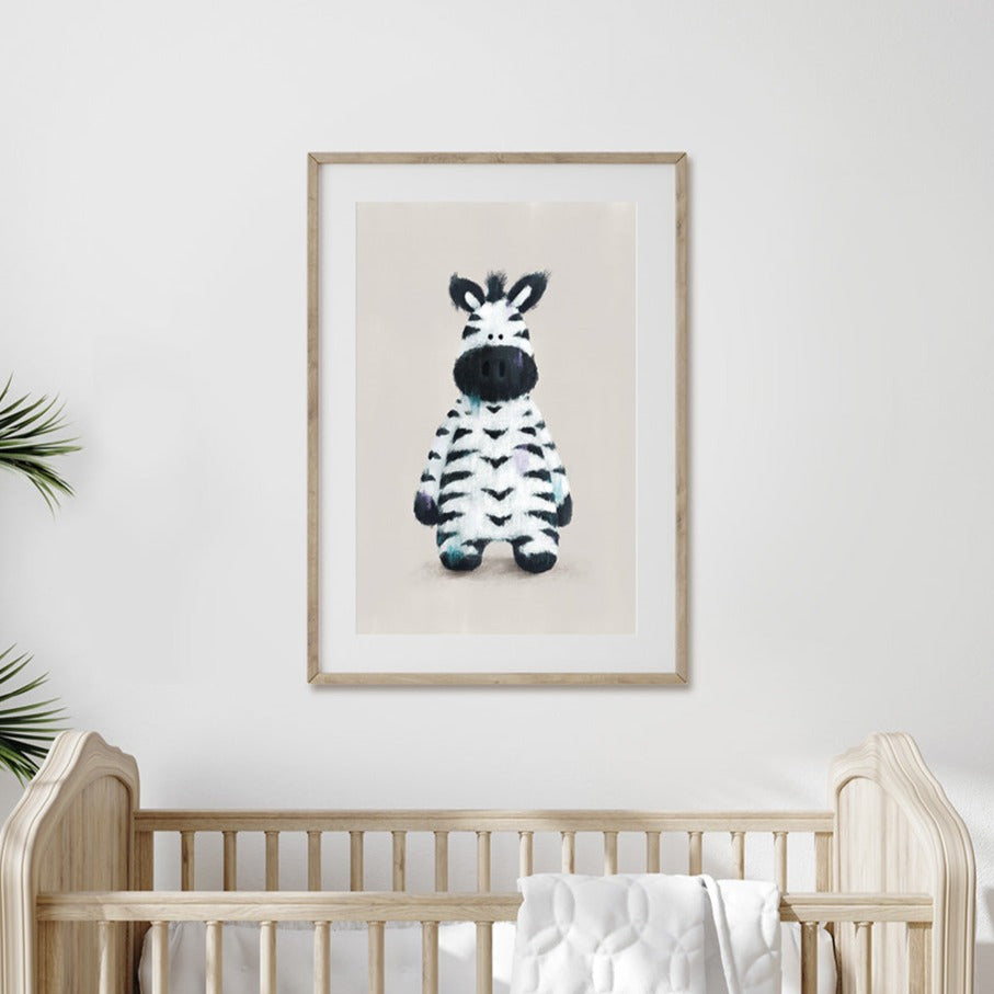 Tigercub Prints Neutral Safari Zebra Nursery Print