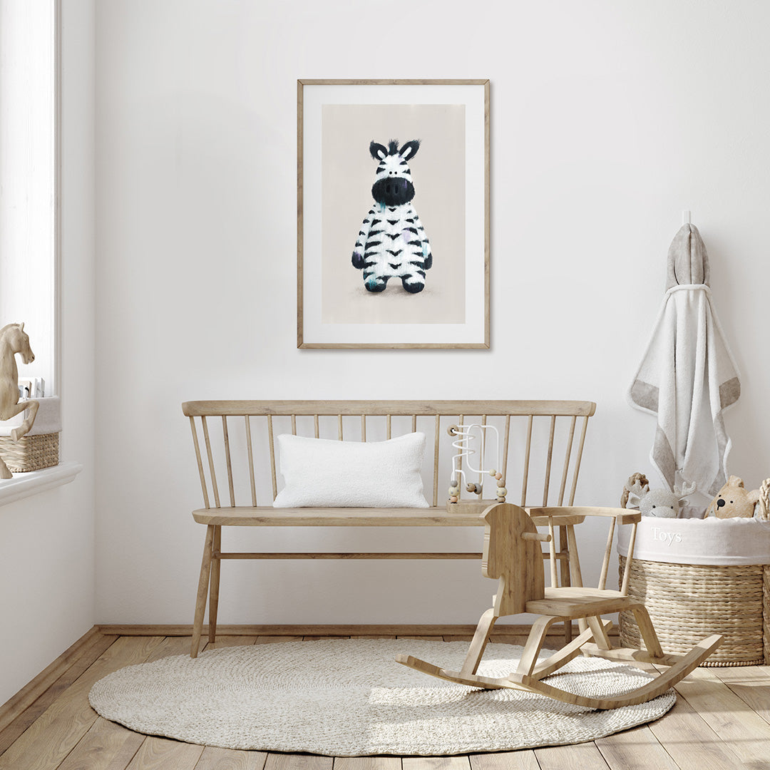 Tigercub Prints Neutral Safari Zebra Nursery Print