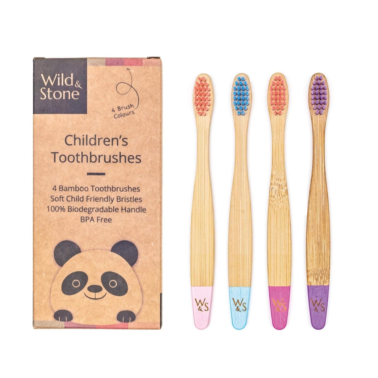 Wild & Stone Children's Bamboo Toothbrush - 4 Pack - Candy