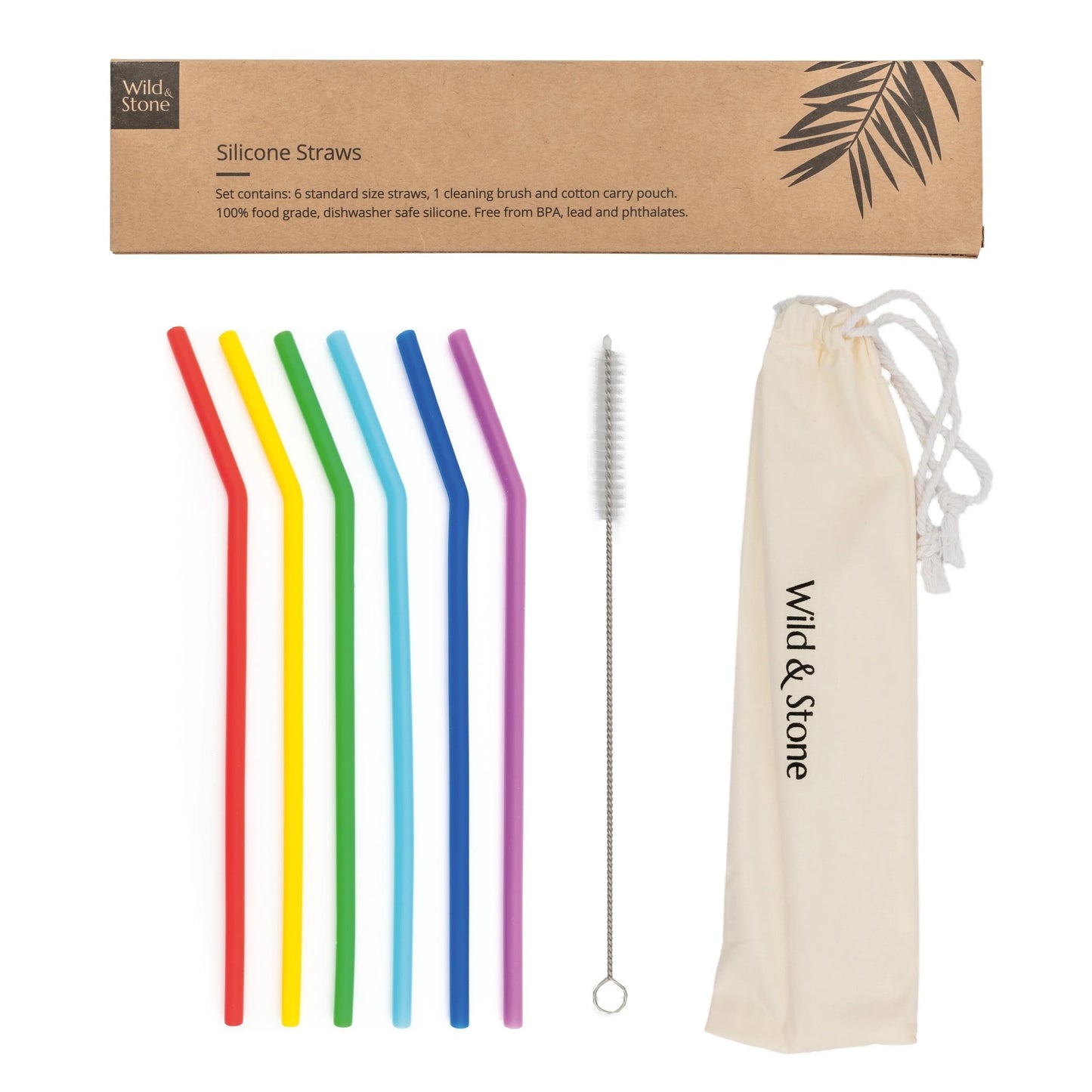 Wild & Stone Reusable Silicone Straws - 6 Pack