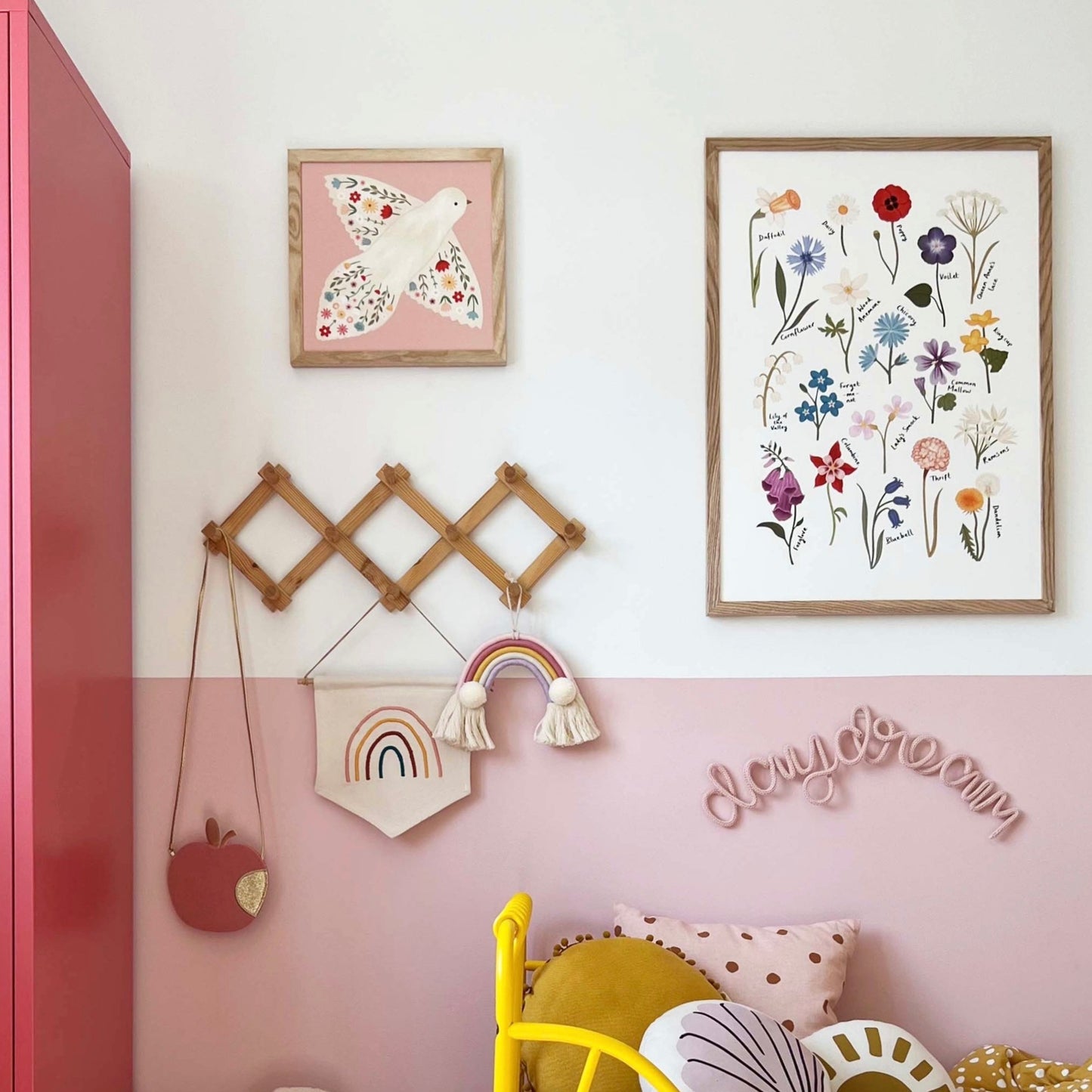 Floral Dove Art Print In Pink by Kid of the Village (2 Sizes Available)