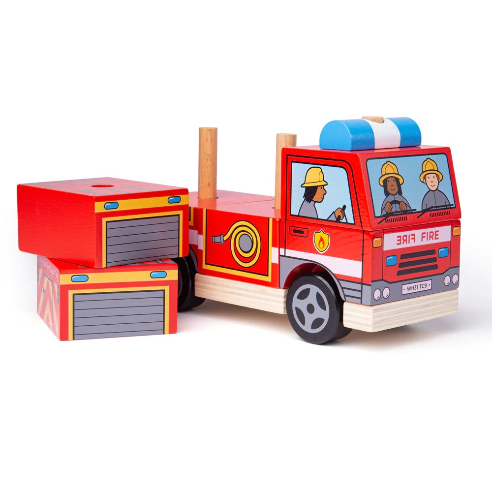 Bigjigs Wooden Stacking Fire Engine