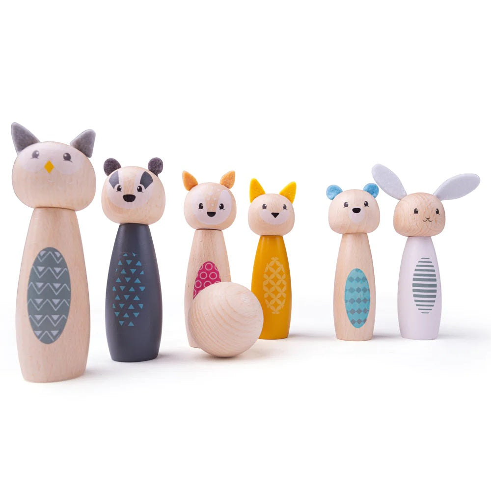 Bigjigs Woodland Animal Skittles Set