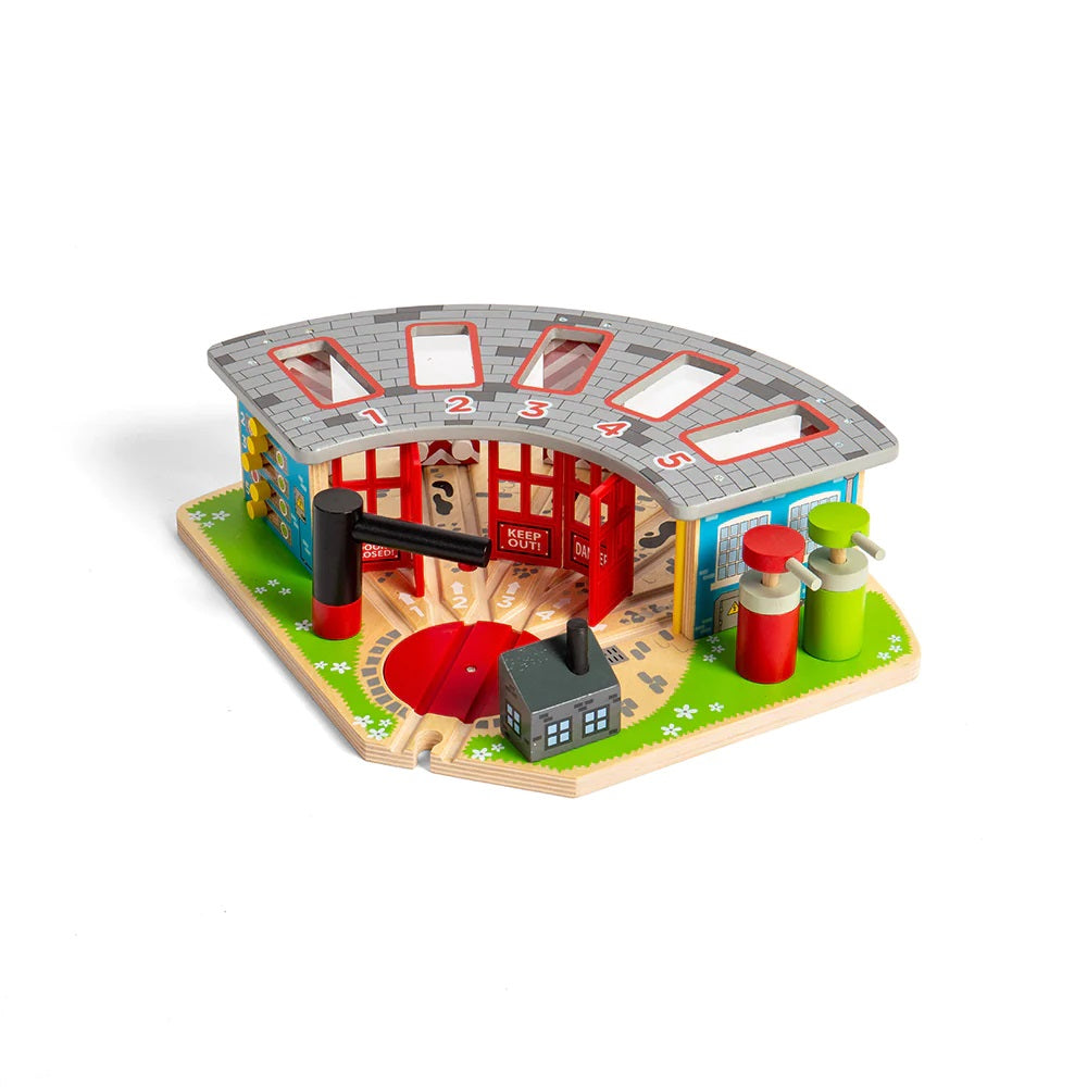 Bigjigs Rail Wooden 5 Way Engine Shed