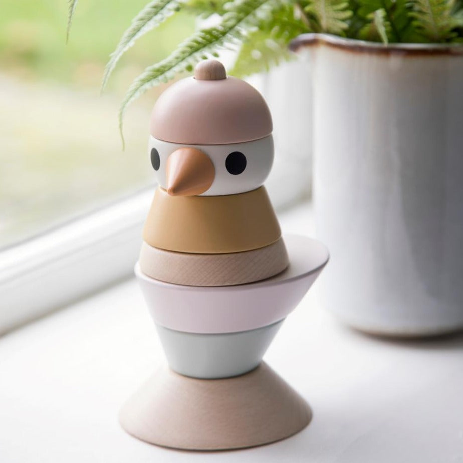 Sebra Wooden Stacking Bird - Cotton Candy Pink